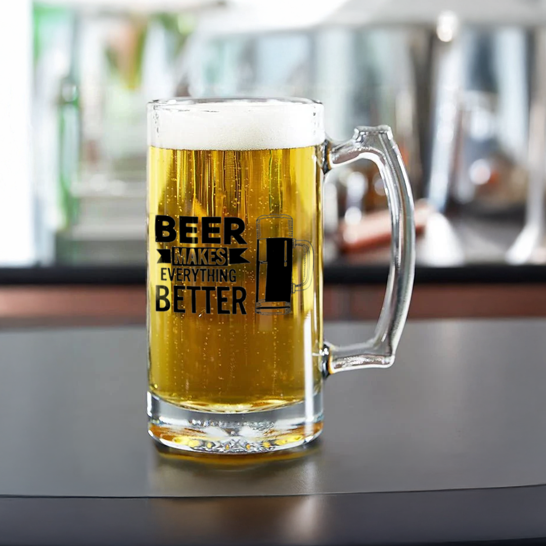 Personalized Beer Mug | "Beer Makes Everything Better" Quote Mug