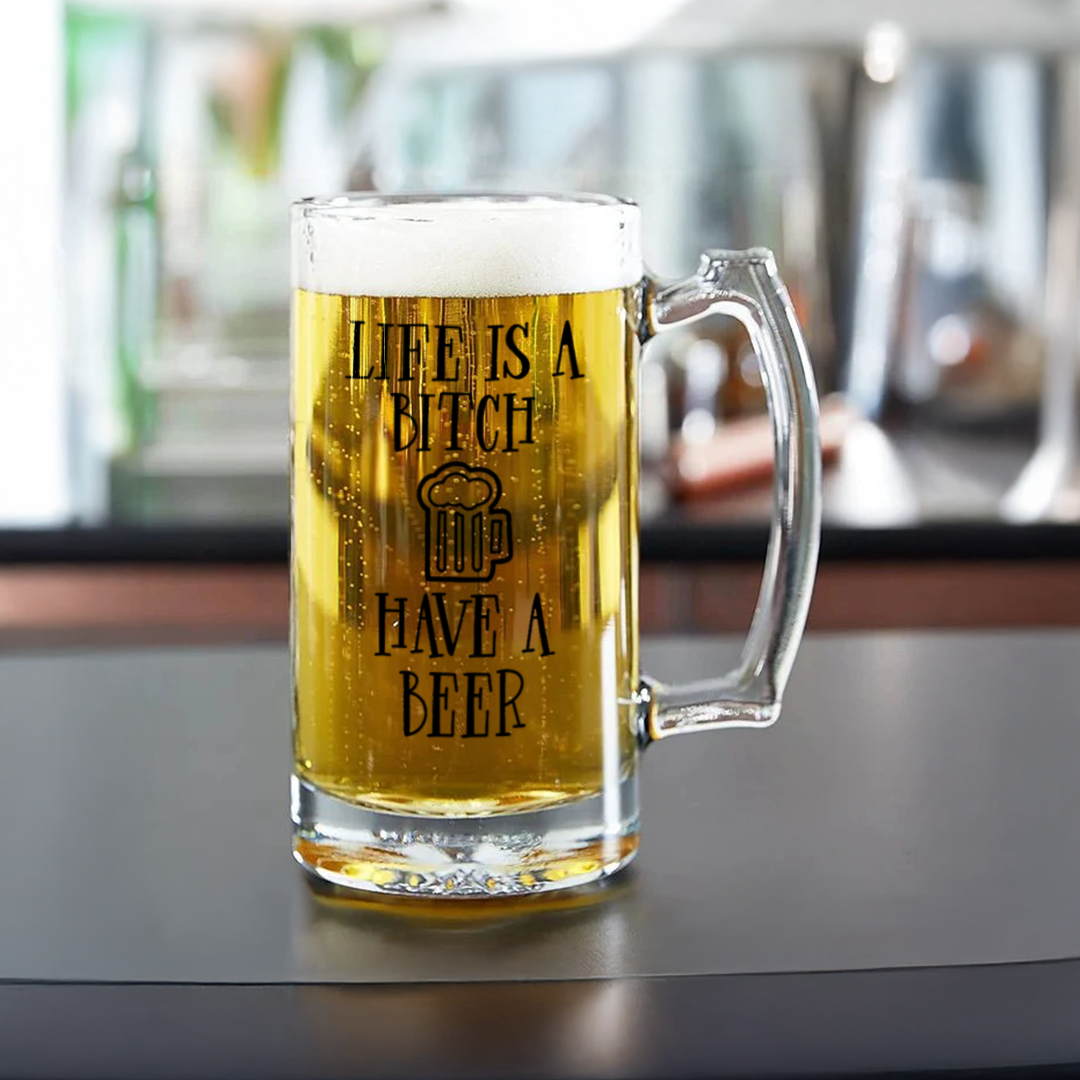 Funny Motivational Beer Mug | Cheers to Life | Customizable Drinkware for Beer Lovers