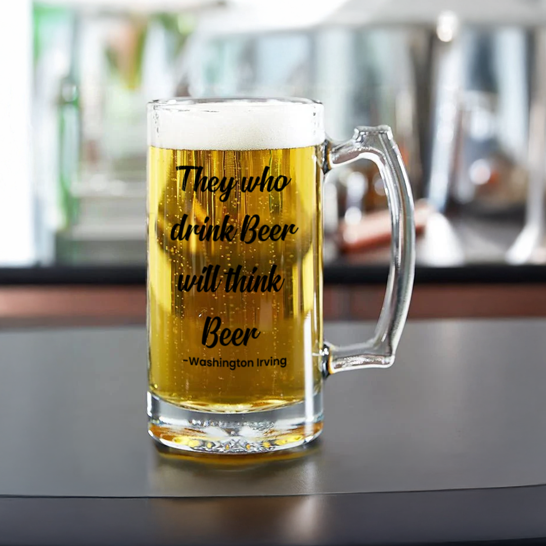 Custom Quote Beer Mugs | Personalized Glass Mugs with Fun Sayings