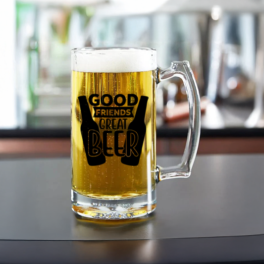 Beer Mug | "Good Friends, Great Beer" Quote Mug