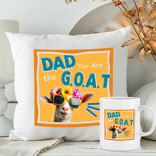 Dad You Are the G.O.A.T. Mug & Cushion Combo | Present Ideas for Fathers | MugDog