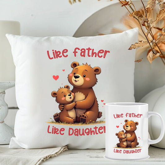 Like Father Like Daughter Cushion & Mug Combo| Sentimental Gift for Dad | MugDog