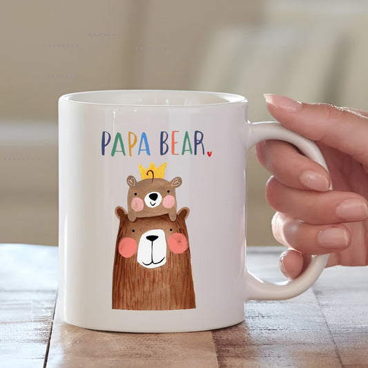 Papa Bear White Cushion with Mug Combo | Unique Gifts for Fathers | MugDog