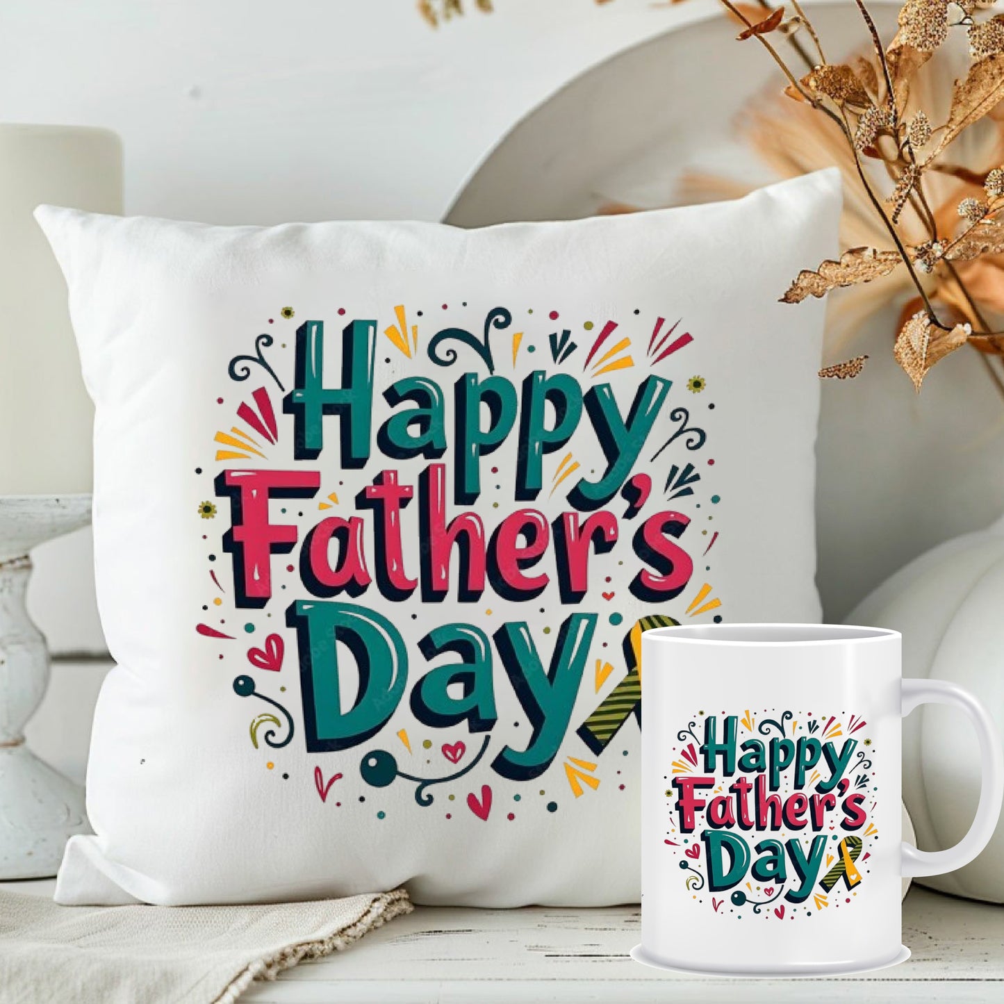 Happy Father's Day Cushion with Mug Combo | Unique Gift for Fathers | MugDog