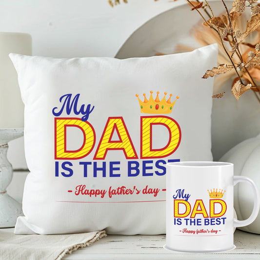 Combo Set of 2, Cushion with Mug | Best Fathers Day Gift | MugDog