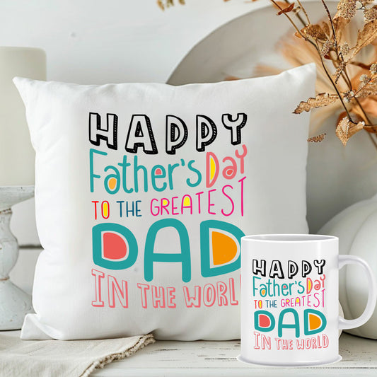 Happy Father's Day Cushion Mug Combo | Best Gift for Dad | MugDog