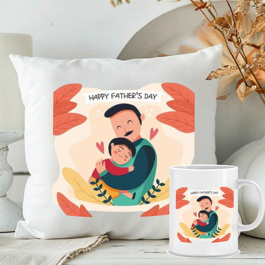 Happy Father's Day Cushion with Filler | Father's Day 2025 Gift Combo| MugDog