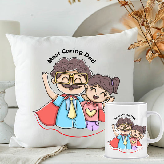 Cushion with Mug Combo from Daughter| Custom Fathers Day Present | MugDog