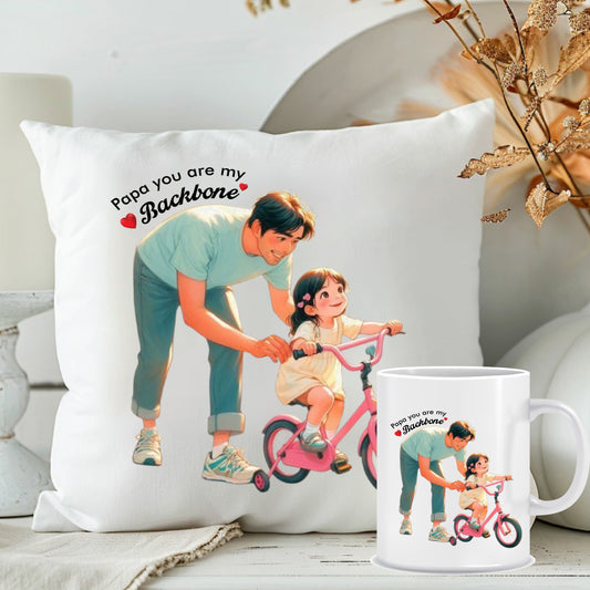 Cushion with Mug Combo from Daughter| Combo Gift Set for Father| MugDog