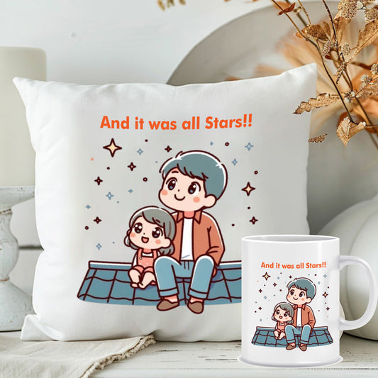 Printed Father's Day Cushion Mug Combo | Combo Sets for Father's Day | MugDog