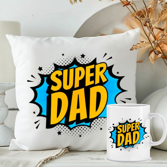 SuperDad Cushion Mug Combo for Dad | Father's Day Gift 2025 | MugDog