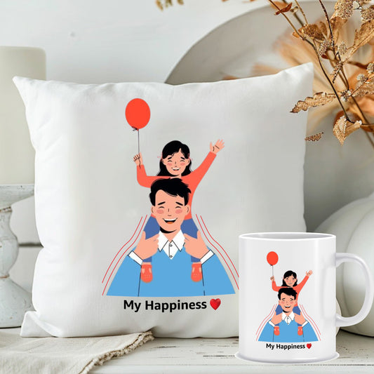 White Ceramic Coffee Mug and Cushion for Dad | Personalised Gifts for Father| MugDog
