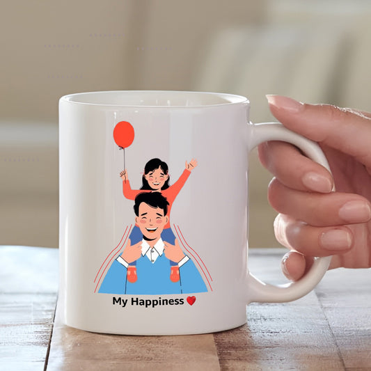 White Ceramic Coffee Mug and Cushion for Dad | Personalised Gifts for Father| MugDog