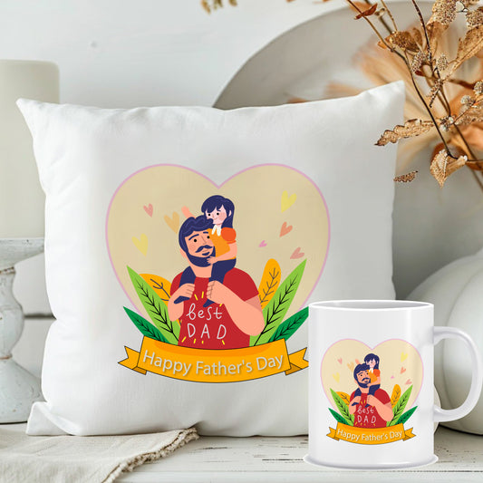 Mug and Cushion Combo for Father | Gift Hamper for Papa | MugDog