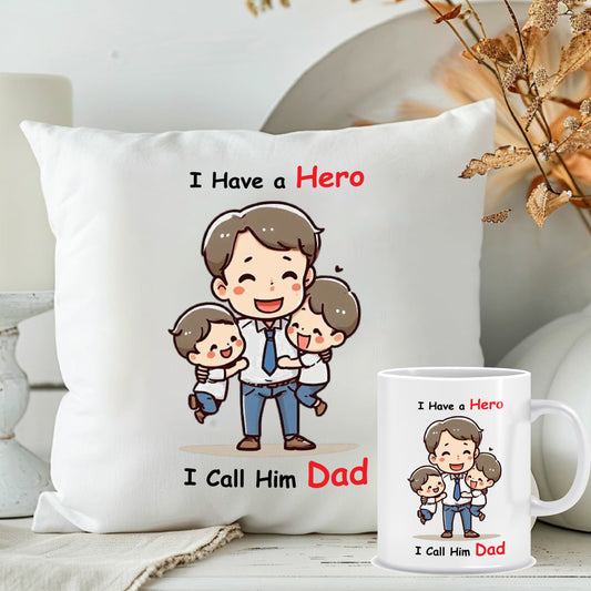 Cute Cushion Mug  Combo for Father's Day 2025 | Best Gift for Father | MugDog