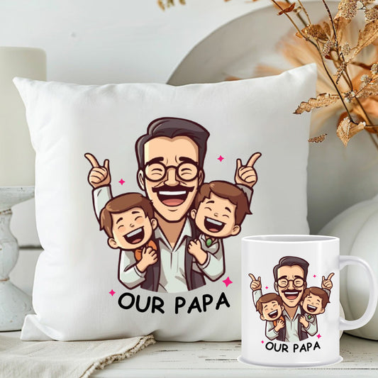 Personalised Father's Day Cushion Mug | Combo Present Ideas for Father | MugDog