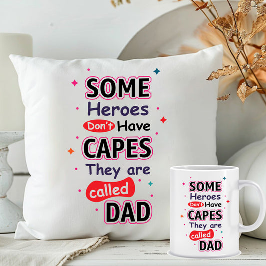 Hero Cushion Mug Combo for Father's Day 2025 | Personalised Gifts for Father| MugDog