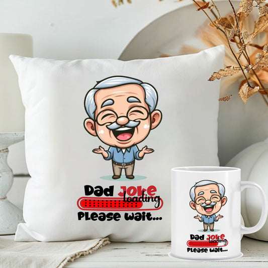 Funny Print Cushion with Mug for Father | Personalised Gift Set for Dad | MugDog