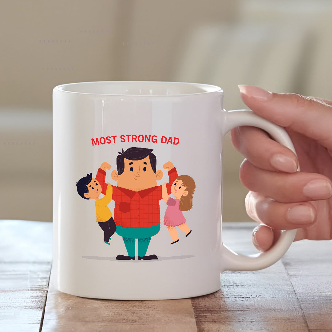 Most Strong Dad Printed Cushion & Mug | Father's Day Personalised Combo Set | MugDog