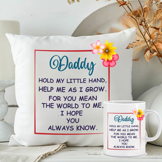 Quoted Cushion with Mug for Dad | Combo Set Father's Day Gift | MugDog