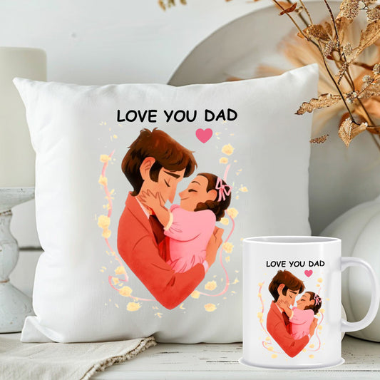 LOVE YOU DAD Cushion & Mug from Daughter | Personalised Gift for Father | MugDog