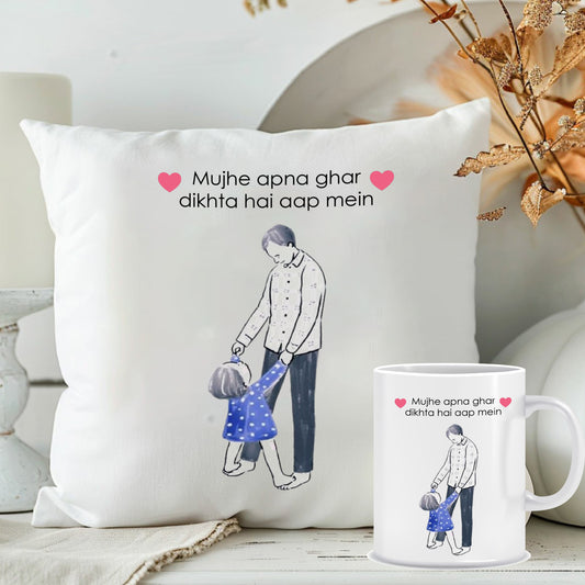 Memory Cushion & Mug Combo  for Father | Sentimental Gift for Dad | MugDog