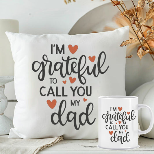 Combo of Cushion & Mug with Heartfelt Message | Best Gift for Father | MugDog