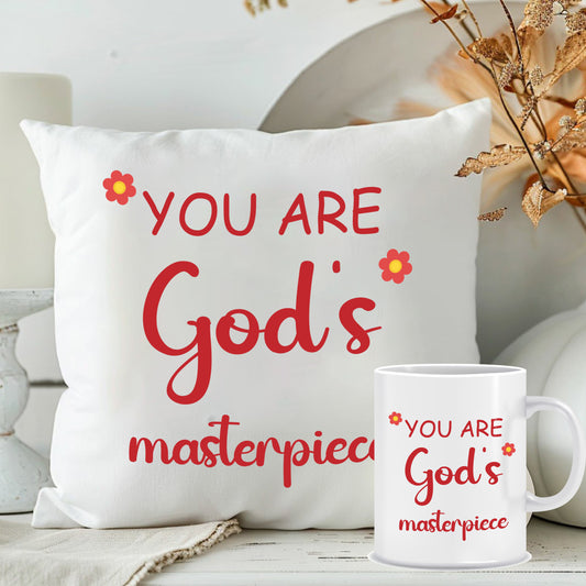 You Are God's Masterpiece Cushion with Mug | Personalised Father's Day Gift Combo | MugDog