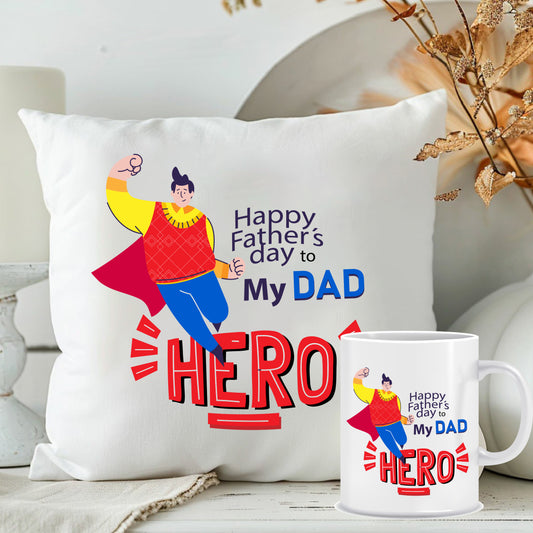 Superhero Cushion Mug Combo for Dad | Father's Day Gift 2025 | MugDog