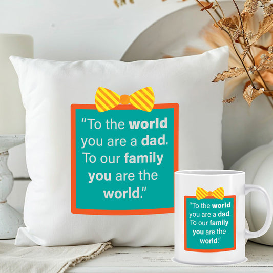 Printed Cushion & Mug Combo for Dad | Personalised Father's Day Gifts | MugDog
