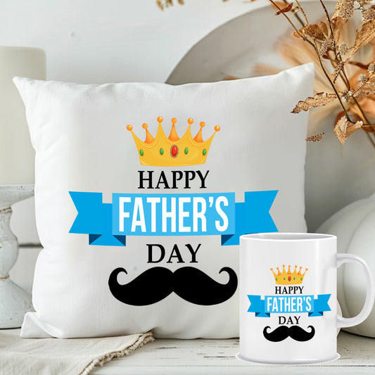 Happy Father's Day Cushion with Mug Combo | Fathers Day Gift Ideas | MugDog