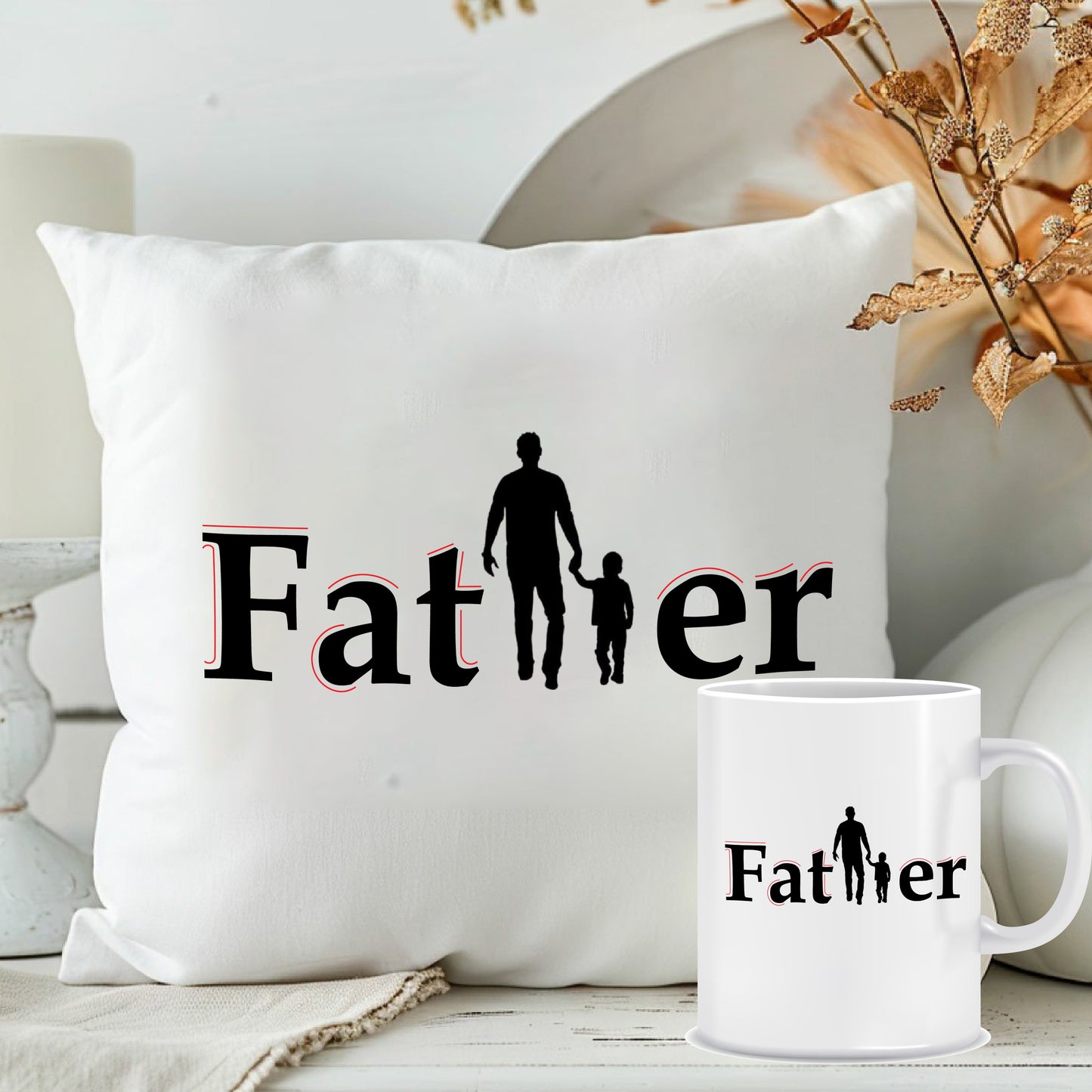 Printed Father Cushion & Coffee Mug Combo | Unique Father's Day Presents | MugDog