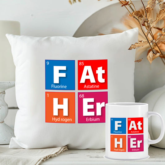 Colorful Cushion & Mug for Father with Unique Designs |Combo Presents for Your Father | MugDog