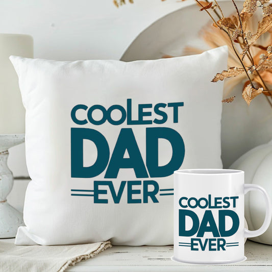 Coolest Dad Ever Cushion & Mug Combo | Personalised Father's Day Gift | MugDog