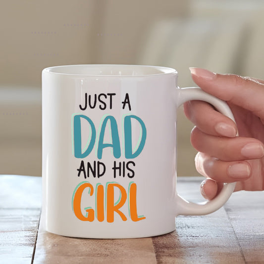 Just A Dad and His Girl Cushion with Mug | Personalised Father's Day Gift Combo| MugDog