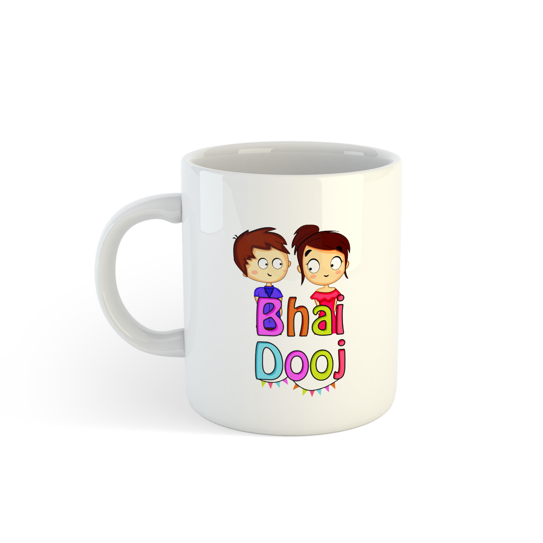 Bhai Dooj Mug | Cute Sibling Illustrated Mug | Celebrate Brother-Sister Bond