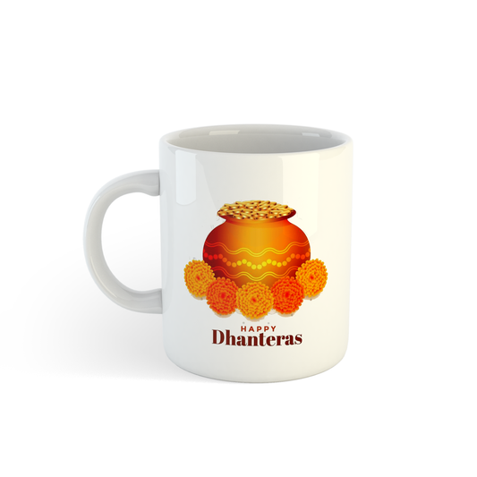 Happy Dhanteras Mug | Traditional Kalash Print Mug | Diwali Gifts