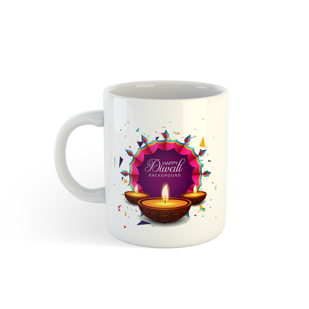 Diwali Mug | Rangoli Diya Print Mug | Perfect Festival Gift