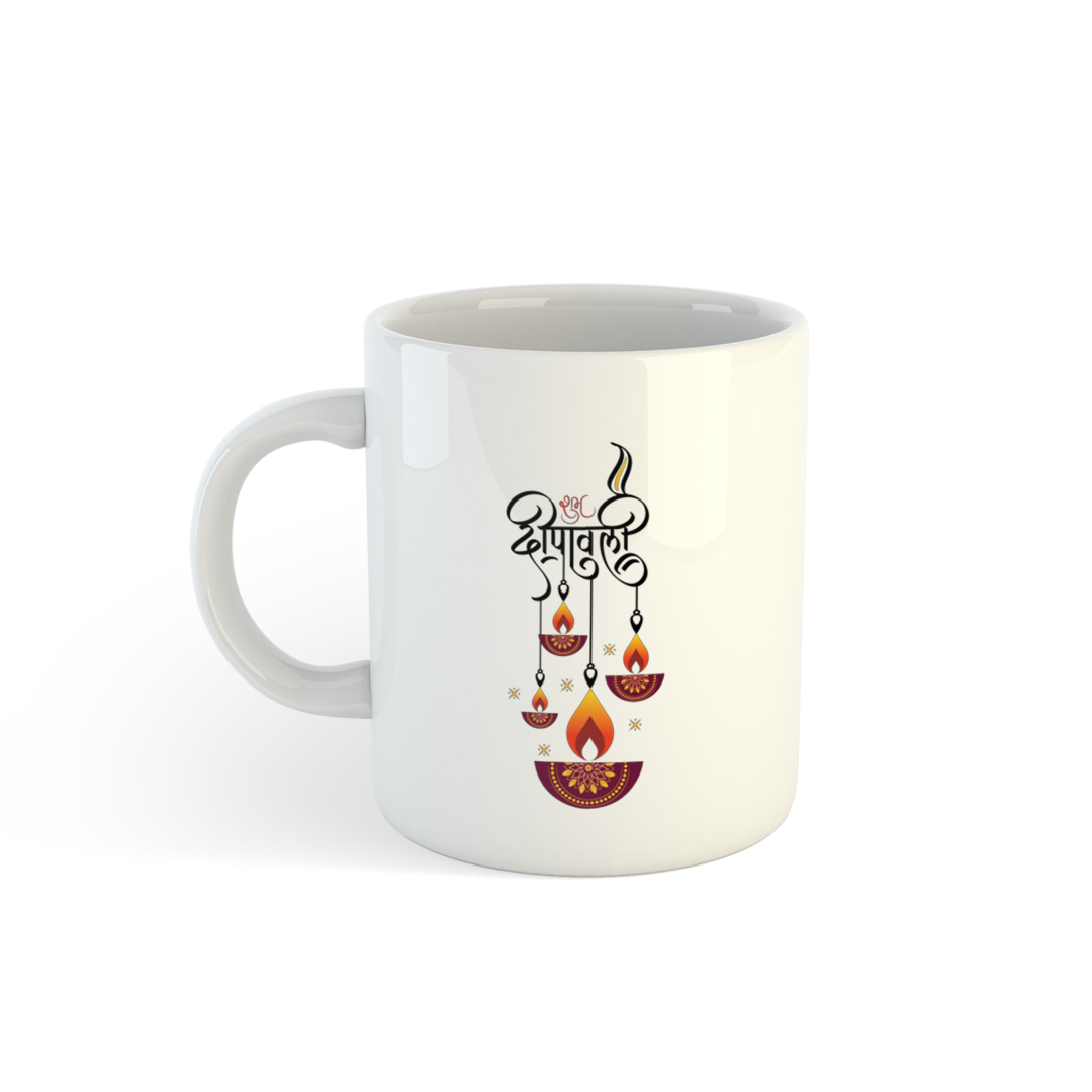 Shubh Deepawali Ceramic Mug | Traditional Diya Design Mug