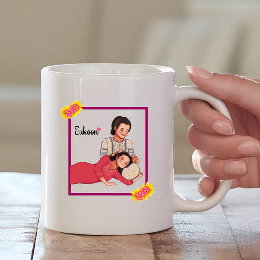 Sukoon With Cute Illustration Mom & Daughter Ceramic Coffee Mug for Mother | Mother's Day Gift Mugdog- Buy Your Gifting Items