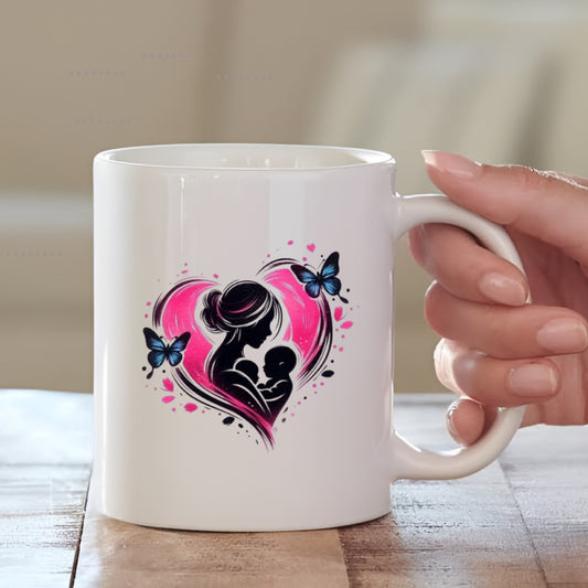 Cute Butterfly Mother Illustration Ceramic Coffee Mug for Mother | Mother's Day Gift