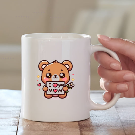 Cute Cartoon Design I Love You Mom Ceramic Coffee Mug for Mother | Mother's Day Gift