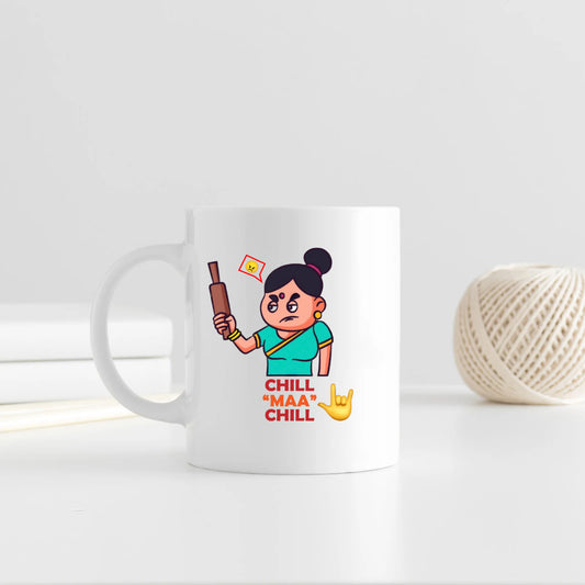 Chill Maa Chill Cute Cartoon Illustration Ceramic Coffee Mug for Mother | Mother's Day Gift
