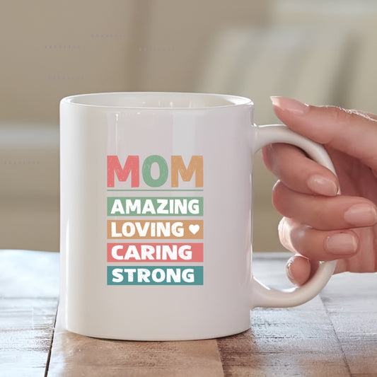 MOM Amazing Loving Caring Ceramic Coffee Mug for Mother | Mother's Day Gift