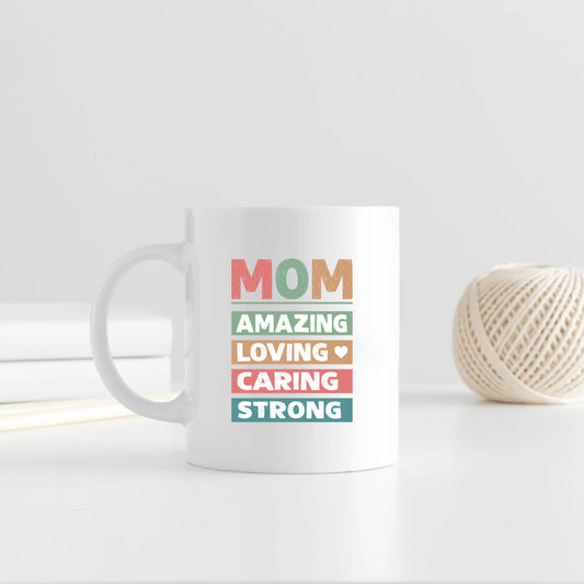 MOM Amazing Loving Caring Ceramic Coffee Mug for Mother | Mother's Day Gift