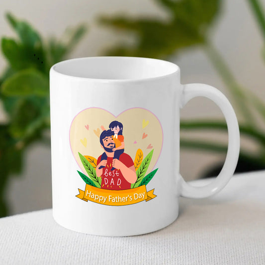 Printed White Ceramic Mug for Father's Day | Best Gift for Father | MugDog