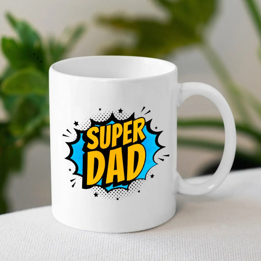 Super Dad Printed White Ceramic Mug | Coffee Mug Gift for Father's Day | MugDog