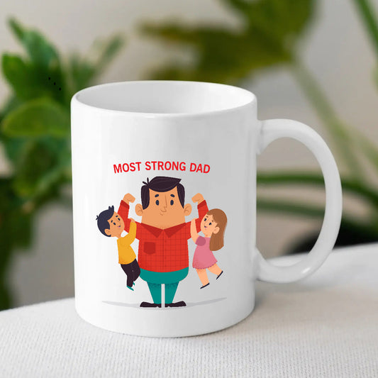 Most Strong Dad Printed Coffee Mug | Father's Day Personalised Mug | MugDog