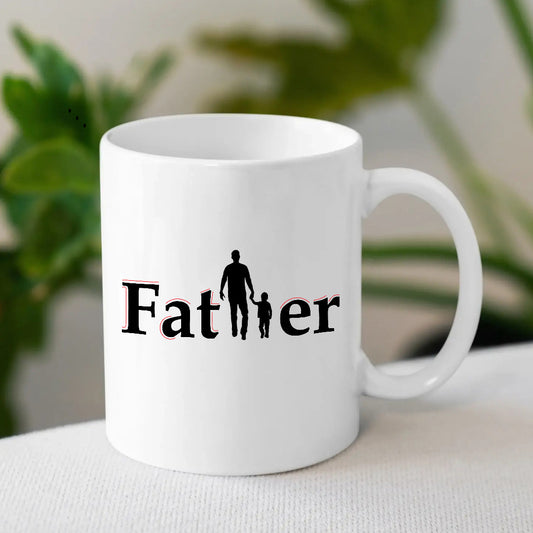 Printed Father White Ceramic Coffee Mug | Unique Father's Day Presents | MugDog