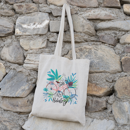 Just Keep Pedaling Tote Bag | Floral & Bicycle Design